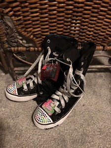 black sequin high top sneakers
