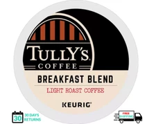 🆕☕ Tully's Breakfast Blend Keurig Coffee K-cups 