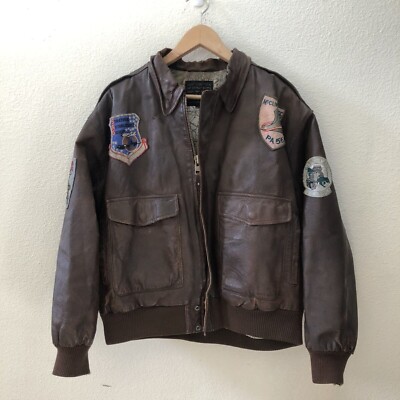 80s Vintage Frontline Authentic Old Leather Flight Jacket Type A2 