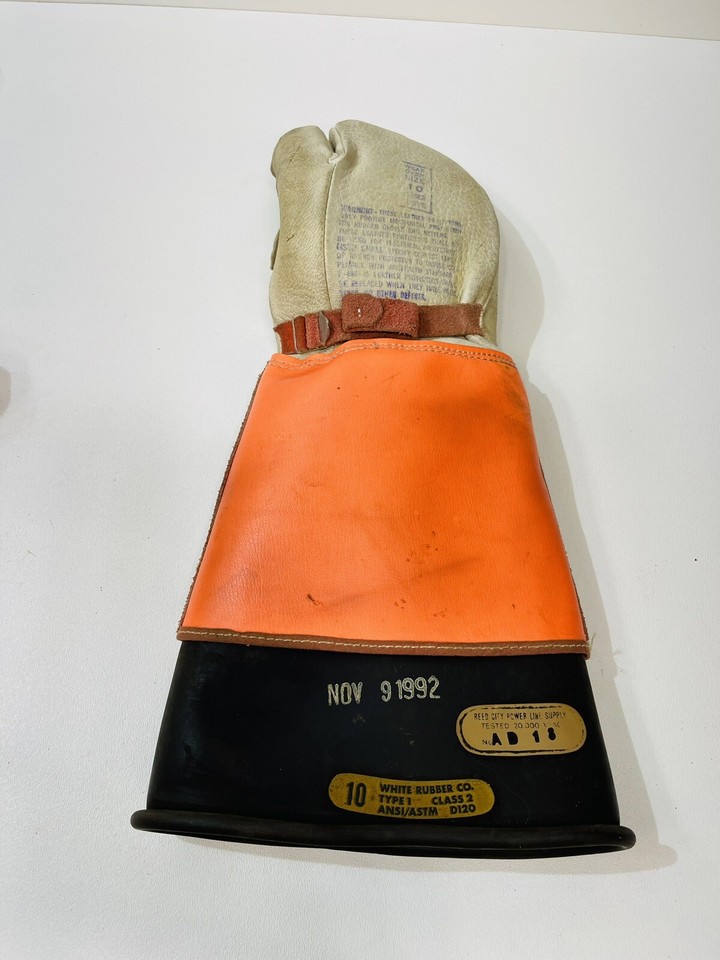 AD 11 KUNZ LINEMAN'S LEATHER RUBBER GLOVE MITS PROTECTORS SIZE 10 eBay