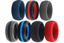 7 Silicone Rubber Wedding Rings For Men , Pack Of Mixed Designs Rubber Bands