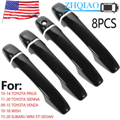 #ad For 2011 2020 Toyota Sienna Glossy Piano Black Door Handle Covers Molding Trims $17.99
