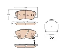 Brake Pad Set, Disc Brake TRW GDB3630 for Hyundai i20