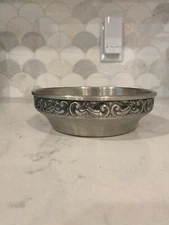 Vintage Kalmar Pewter Bowl-7.5" Ornate Design - Made in Norway