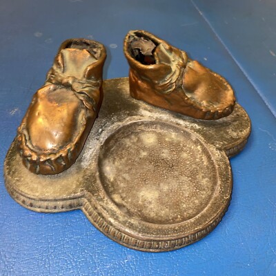 VINTAGE COOPER BRONZE BABY SHOES & ASHTRAY