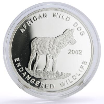 Ghana 500 sika Conservation Wildlife Wild Dog Fauna proof silver