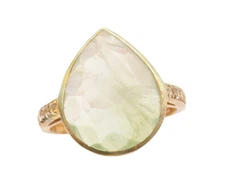 925 Sterling Silver Vintage Ring Rose Plated Drop Cut Gemstone & CZ Sz 8 RG29585