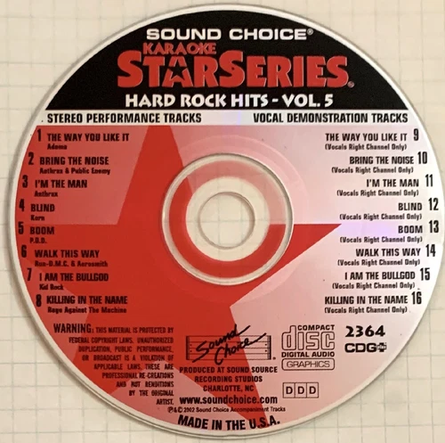 SOUND CHOICE STAR SERIES - HARD ROCK HITS - VOL 5 - SC2364 - LOT 4513