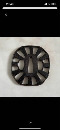 Antica Spada Giapponese Tsuba di Katana Samurai Guardia Ferro Raro Design 73-E35 - Foto 6 di 6