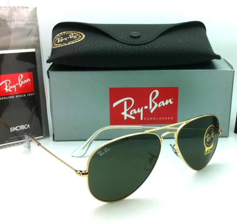 New Ray-Ban Aviator Sunglasses RB 3025 W3234 55-14 Gold Frames G