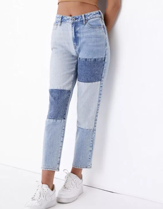 PacSun Size 25 Women's Patch On Blue Mom Jeans High Rise 100% Cotton