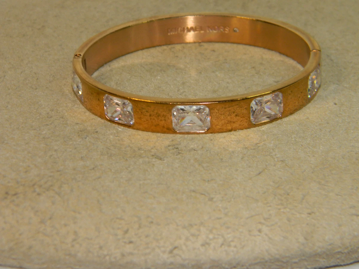 Michael Kors Hinged Bracelet with Large Crystals Goldtone eBay