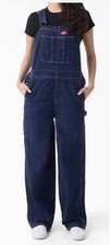 Dickies Blue Denim Bib Overalls Jumpsuit Dark Wash EUC Sz Large Fall School Work