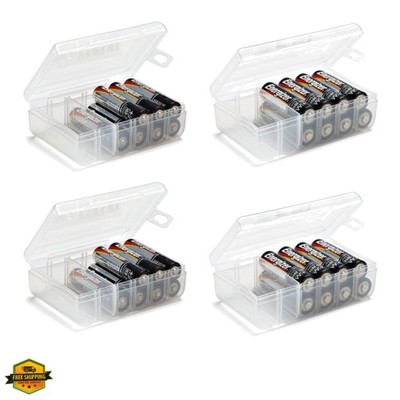 Set of 4 - Two AA and Two AAA Battery Storage Box, Battery Storage Case, Batt...