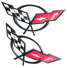 1997-2004 C5 Corvette Front Bumper Cross Flags Plastic Emblems Badges Pack Of 2 1997-2004 C5 Corvette Front Bumper Cross Flags Plastic Emblems Badges Pack Of 2