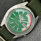 VINTAGE SEIKO 5 AUTOMATIC 7009A JAPAN MENS GREEN COLOR DIAL WATCH a2926-U