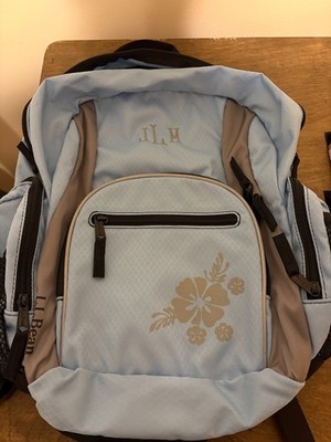 Women's LL Bean Light Blue Back Pack Monogrammed JML 16'' Tall