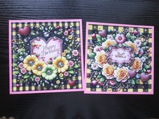ONE ONLY / SALE --- 2 X HAPPY BIRTHDAY / BEST WISHES  -- Hand Made Card Toppers 