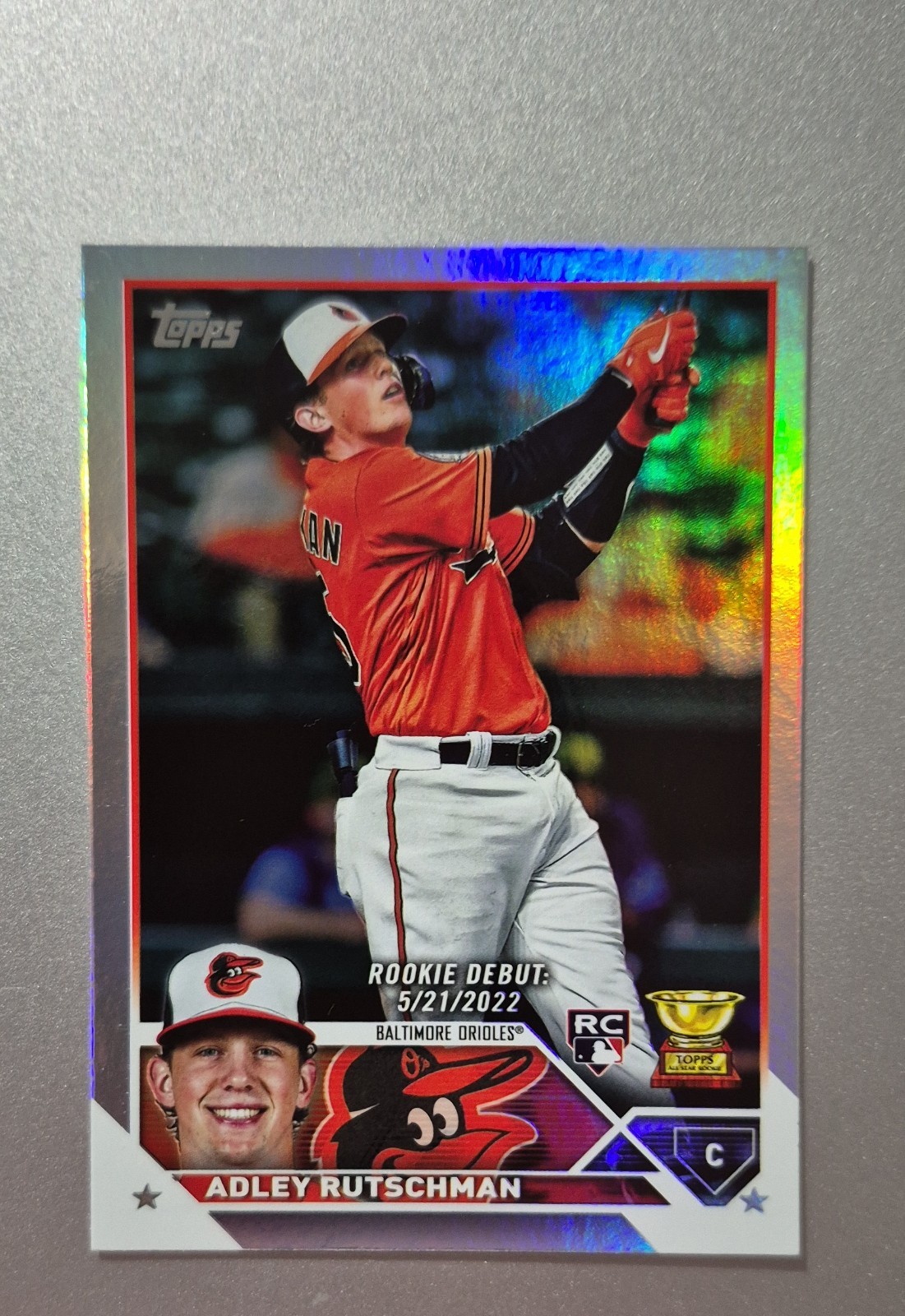 2023 Topps Update Series - Rookie Debut Adley Rutschman #US180 Rainbow Foil (RC)