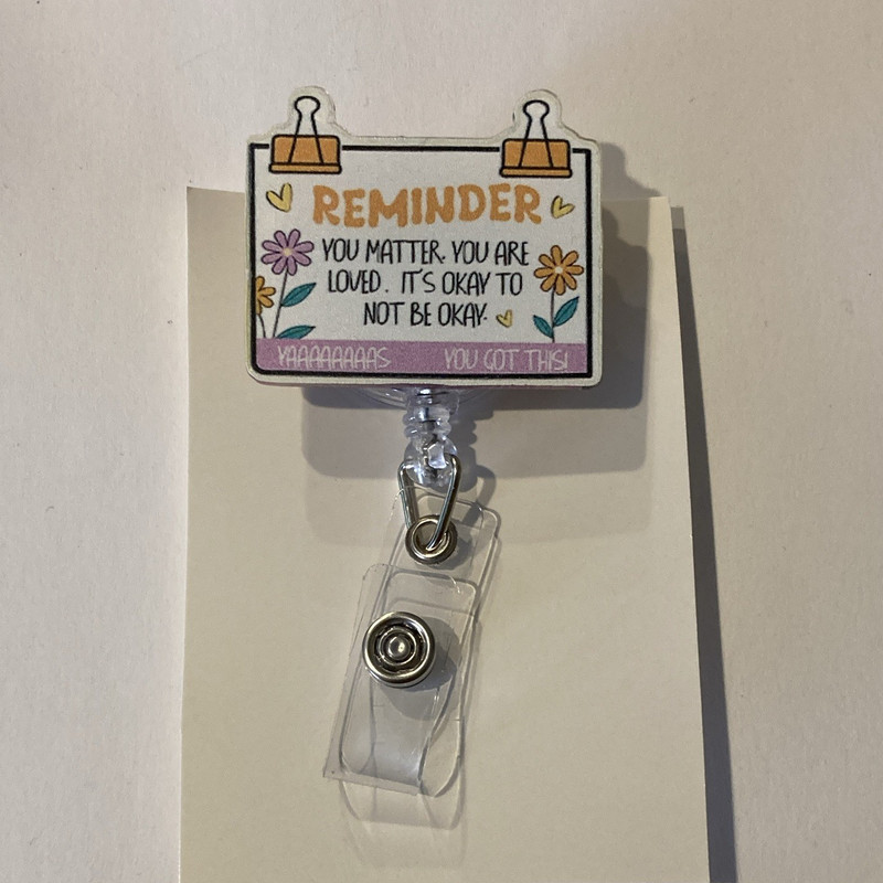 Retractable Clip-on Floral Flowers ID Badge Holder Reel Multicolor Plastic Metal