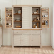 Pantry Cupboard Marbury Putty Grey Painted Triple Kitchen Larder Oak Furniture