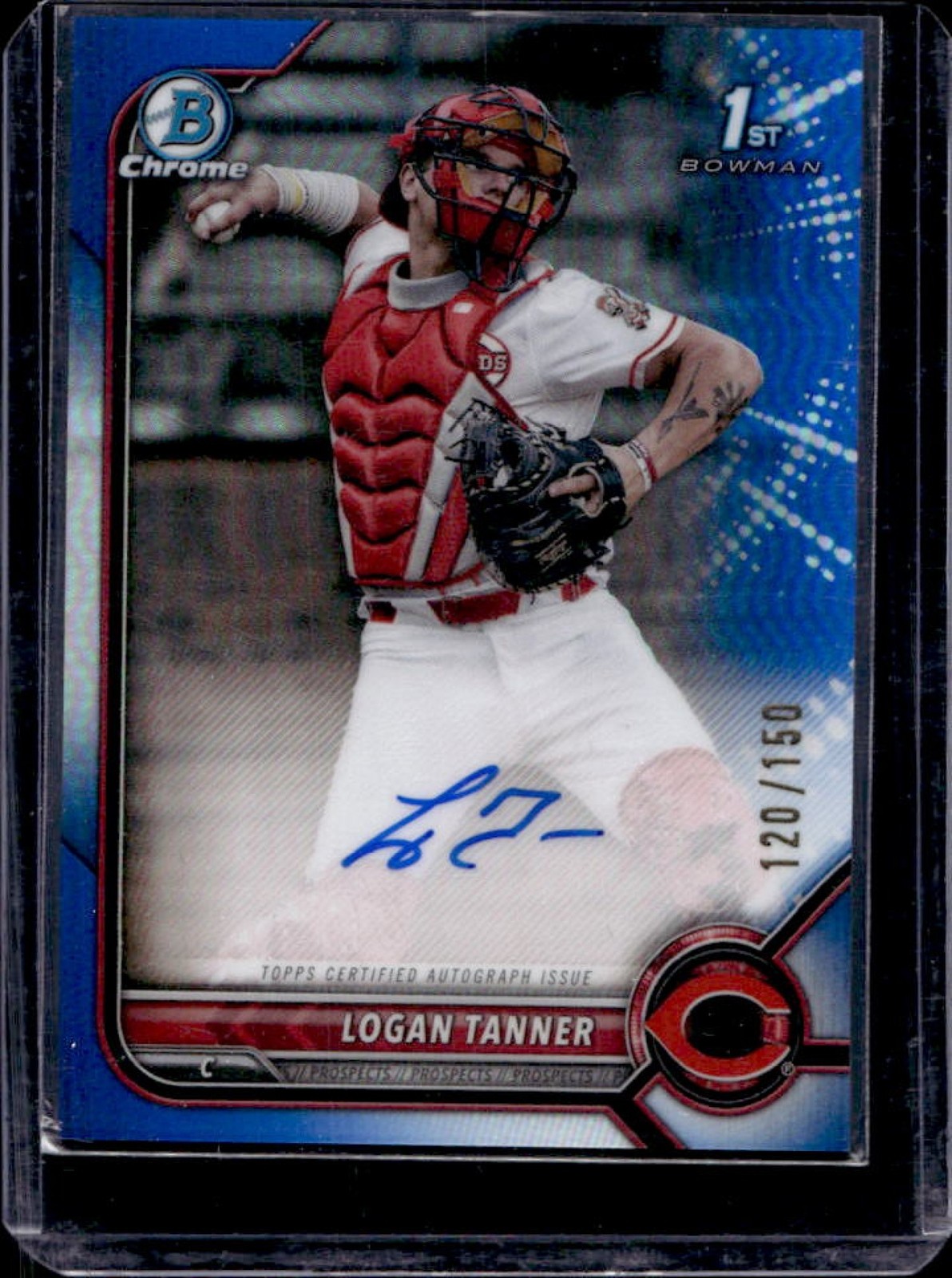 2022 Bowman Draft Logan Tanner Chrome Auto Blue Refractor 1st #120/150