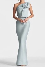 Sachin Babi Women's Blue Bonnie Bow One-Shoulder Gown Dress Size 0