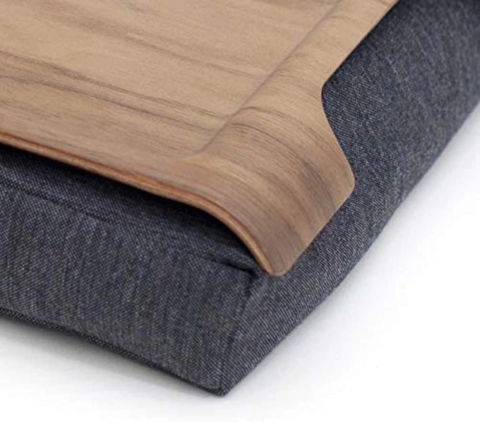 Versatile Walnut Wood Lap Tray with Soft Gray Cushion – Perfect for Meals & Work - Image 4 of 4