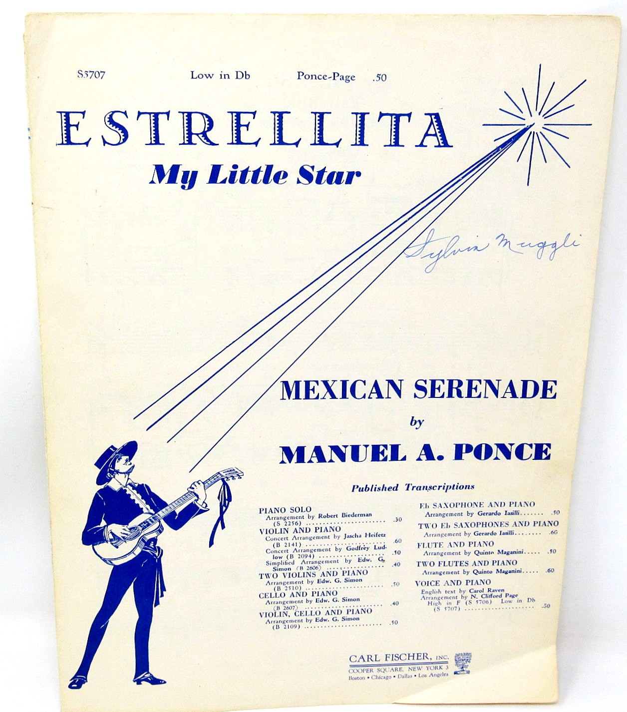 Estrellita My Little Star Sheet Music Mexican Serenade 1927 Piano Voice Spanish