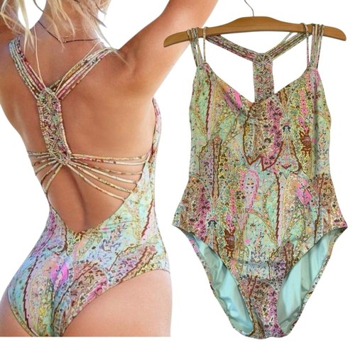 Victoria's Secret Makramee Einteiler Badeanzug in Byron Paisley Folie Gr. Large Boho