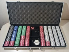 Poker Chip Set Poker Set with Cards Aluminum Carrying Case Heavy 500 Poker Chips