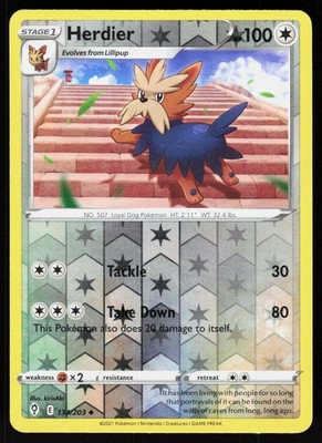 Herdier 134/203 Uncommon Evolving Skies Pokemon Reverse Holo LP