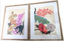 Set Of 2 Framed Floral Art Prints Under Glass