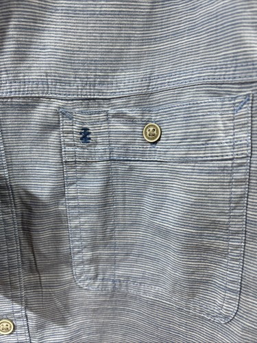 Izod Saltwater Beach Dockside Chambray Blue Button Up Short Sleeve Medium NWT - Picture 6 of 13