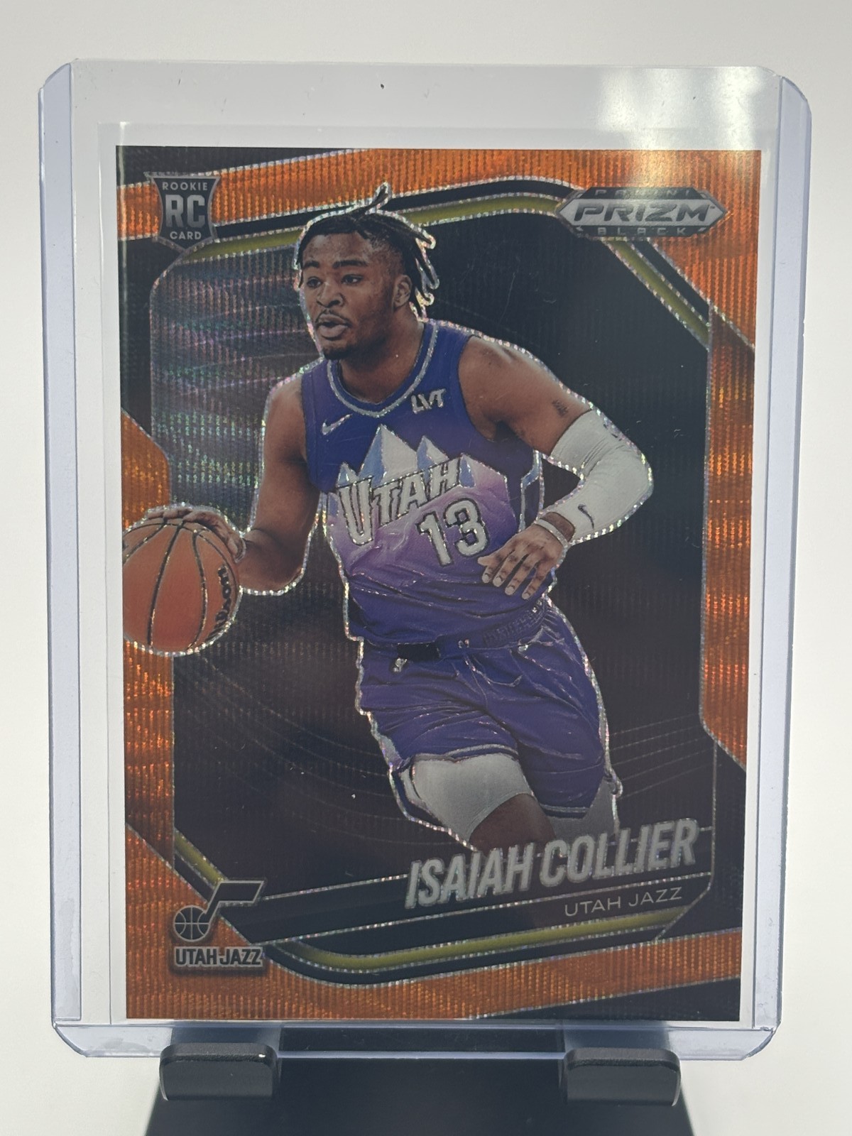 2024-25 Panini Prizm Black Basketball Isaiah Collier #32 Orange Wave RC 17/60