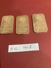 3 ENGELHARD 1 OZ. .999 FINE SILVER BARS BIG E