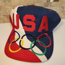 Vintage Starter USA Olympic Games Snapback Hat Red White Blue Embroidered Cap