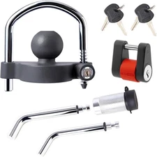 Keyed Alike Trailer Receiver Lock & Coupler Lock Kit, 1/2" and 5/8" Dia Grey
