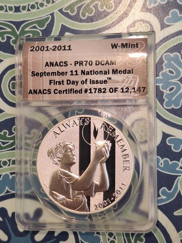 2011 W September 11 National Medal ANACS PR70 DCAM First Day of Issue #1,782 - Picture 3 of 12