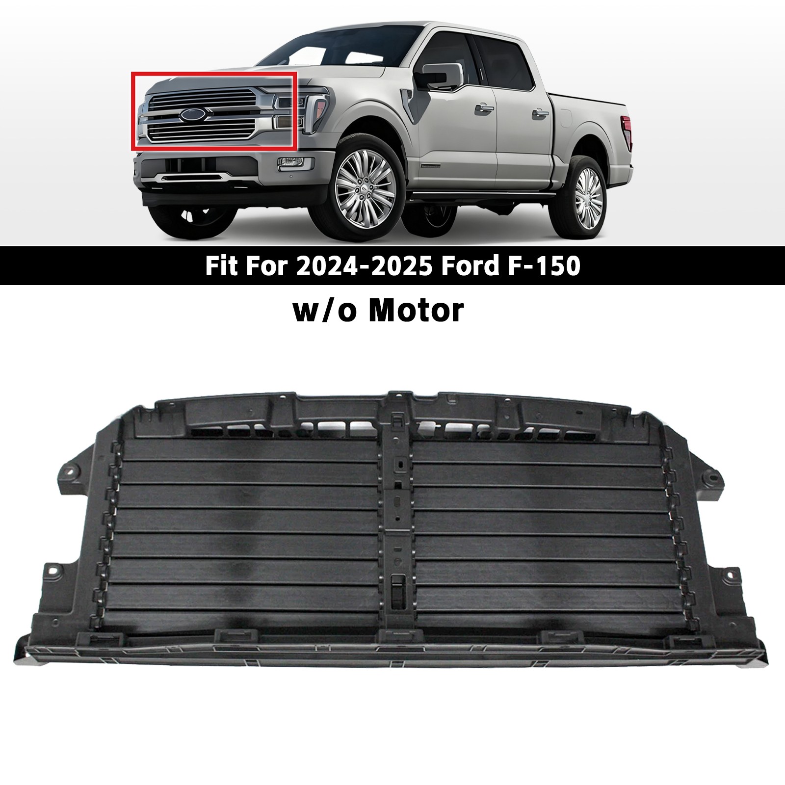 Front Radiator Shutter Front Radiator Grille Shutter Assembly For 2024-2026 Ford F-150 w/o ...