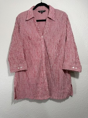 Ulla Popken 16 18 Women's Xl Striped Casual Classic Chic 3/4 Sleeve Tunic Top