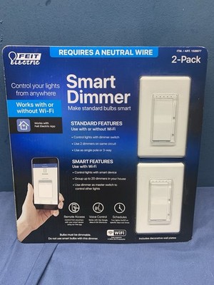 Feit Electric Wi-Fi Smart Dimmer Switch Works with Google Assistant Alexa 2 Pack