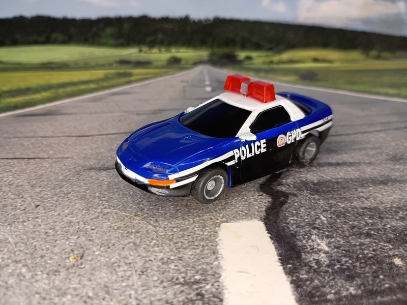 TYCO Batman Gotham Police Car Blu/Wht 440x2 Chassis 