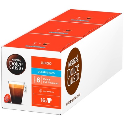 NESCAFÉ Dolce Gusto Lungo Decaffeinato 3er Pack (3 x 16 Kapseln) Kaffeekapseln