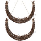 2 Pcs Witchy Wreaths for Front Door Form Straw Crafts Moon DIY Shape