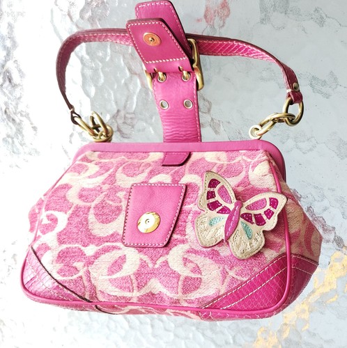 Coach RARE SMALL 8F50 Vintage Y2K Soho Magenta Pink Signature C Chenille Tote - Picture 15 of 20