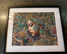 Handmade Diamond Painting,Ethnic Lady Beautiful Sparkle Beads.