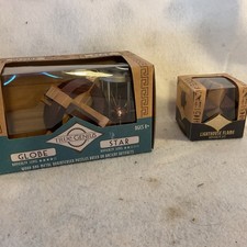 True Genius Wooden Puzzle Set-globe-star-lighthouse Flame Open Box 4x 6.75x 3.7