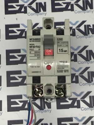 Mitsubishi Electric NF30-FAU 2-Pole No-Fuse Breaker, 240VAC 60VDC 15Amp 