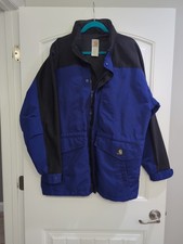 Carhartt Workshield Sz L Blue Black Colorblock Mesh Lined Hooded Parka Jacket
